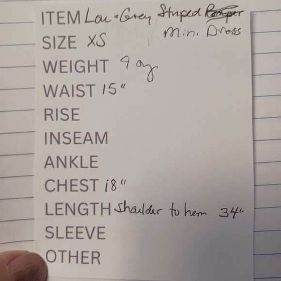 Lou & Grey XS Drawstring Cotton Blend Mini Dress with Pockets Gray White Stripe - Picture 10 of 10